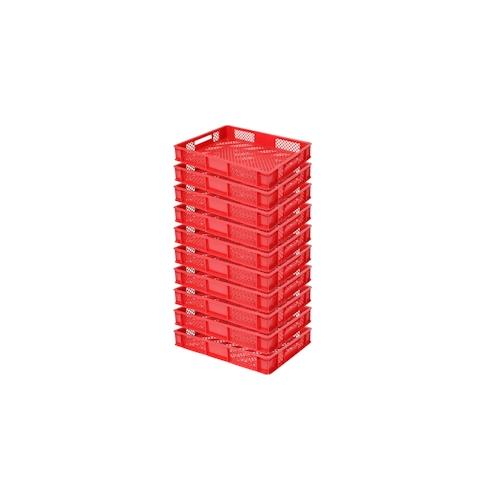 10 Bäckerkisten / Euroboxen, LxBxH 600 x 400 x 90 mm, lebensmittelecht, rot