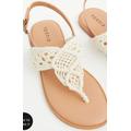 Torrid Shoes | Ivory Crocheted T-Strap Sandal (Ww) | Color: Cream/Tan | Size: 7