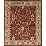 Red/White 48 x 0.25 in Area Rug - Samad Rugs Treasures Oriental Hand-Knotted Wool Fire/Bone Area Rug Wool | 48 W x 0.25 D in | Wayfair