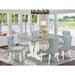 Red Barrel Studio® 6 - Person Acacia Solid Wood Dining Set Wood/Upholstered in Gray/Brown | 30" H x 60" L x 36" W | Wayfair