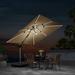 Arlmont & Co. Lime 9' Lighted Cantilever Umbrella w/ Base in Brown | 108 H x 108 W x 108 D in | Wayfair 407C551802B84260BD8A1309C1770D78