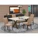 Red Barrel Studio® 4 - Person Acacia Solid Wood Dining Set Wood/Upholstered in White | 30 H x 40 W x 72 D in | Wayfair