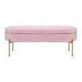 Willa Arlo™ Interiors Aurik Flip Top Storage Bench Upholstered/Velvet, Metal in Pink/Yellow | 18.5 H x 48 W x 17 D in | Wayfair