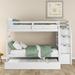 Aeona Twin Over Twin Solid Wood Standard Bunk Bed w/ Bookcase by Harriet Bee Wood in White | 61.4 H x 42.5 W x 98.2 D in | Wayfair