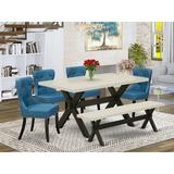 Red Barrel Studio® 6 - Person Acacia Solid Wood Dining Set Wood/Upholstered in White | Wayfair 6CEF7A0235994CD5B692F12ECA07E00B