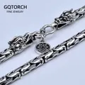 Collier Double Tête de Dragon en Argent Sterling 925 Pur pour Homme Bijou Vintage Fait à la Main