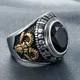 Grande bague en pierre de style gothique vintage pour hommes et femmes acier inoxydable yeux qui