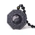 DstressSunshine-Collier pendentif Bagua obsidienne noire pendentif Yin Composer pendentif