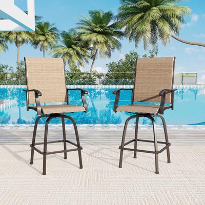 MAISON ARTS Swivel High Back Textilene Sling Fabric Patio Bar Stool Set of 2/4/6