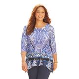 Plus Size Women's Artistry V-Neck Tunic by Catherines in Paisley Print (Size 0X)