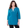 Plus Size Women's Suprema® Lace Trim Duet Top by Catherines in Deep Teal (Size 0X)
