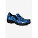 Wide Width Women's Bind Flats by Easy Street in Blue Print Patent (Size 9 W)