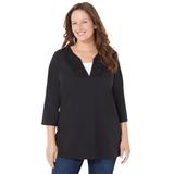 Plus Size Women's Suprema® Lace Trim Duet Top by Catherines in Black (Size 2X)