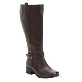 Extra Wide Width Women's The Donna Wide Calf Leather Boot by Comfortview in Brown (Size 10 WW)