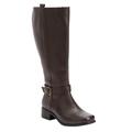 Wide Width Women's The Donna Wide Calf Leather Boot by Comfortview in Brown (Size 9 W)