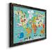 Zoomie Kids Children's World Map - Picture Frame Graphic Art on Canvas Canvas, Solid Wood in Black/Blue/Green | 31 H x 44 W x 1 D in | Wayfair