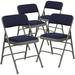 Inbox Zero Oliverson Curved Triple Braced & Double Hinged Upholstered Metal Folding Chair Fabric in Gray/Blue | 30 H x 18.76 W x 19.5 D in | Wayfair