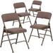 Inbox Zero Oliverson Curved Triple Braced & Double Hinged Upholstered Metal Folding Chair Fabric in Brown | 30 H x 18.76 W x 19.5 D in | Wayfair