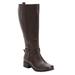Extra Wide Width Women's The Donna Wide Calf Leather Boot by Comfortview in Brown (Size 9 WW)