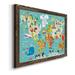 Zoomie Kids Children's World Map - Picture Frame Graphic Art on Canvas Canvas, Solid Wood in Black/Blue/Green | 20 H x 17 W x 1.5 D in | Wayfair