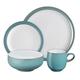 Denby - Azure Blue Dinner Set For 1 - 4 Piece Tableware Blue, White - Dishwasher Microwave Safe Crockery Single Place Setting - 1 x Dinner Plate, 1 x Small Plate, 1 x Cereal Bowl, 1 x Coffee Mug