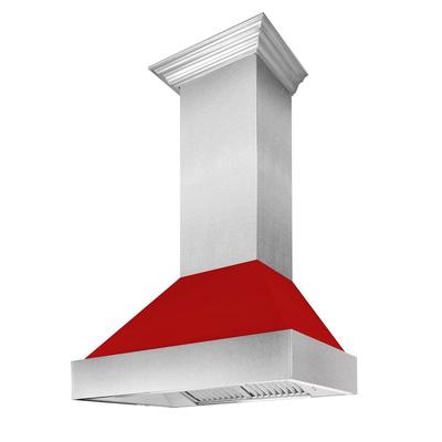 "30"" DuraSnow® Stainless Steel Range Hood with Red Matte Shell (8654RM-30) - ZLINE Kitchen and Bath 8654RM-30"
