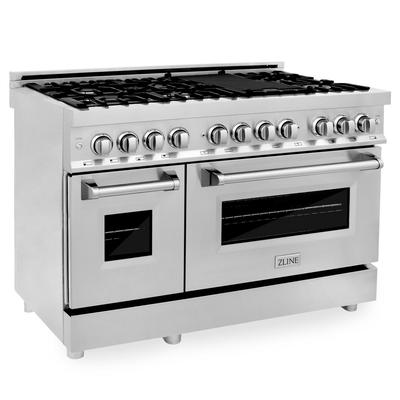 ZLINE 48 in. Professional 6.0 cu. ft. 7 Gas Burner/Electric Oven Range in Stainless Steel (RA48) - ZLINE Kitchen and Bath RA48