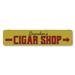 Lizton Sign Shop, Inc Cigar Shop Arrow Custom Aluminum Sign Metal in Brown/Gray/Red | 4 H x 18 W x 0.04 D in | Wayfair 1587-A418