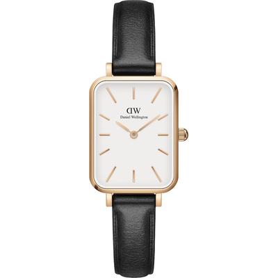 Daniel Wellington Quadro Pressed Sheffield Uhr (mit schwarzem Lederarmband) Elfenbeinweiß Schwarz Damen Image