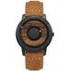 EUTOUR Mens Watches Men Wooden Watches Magnetic Watch Analogue Mens Swiss Quartz Watch Natural Wood Case Stainless Lite Brown Leather Strap