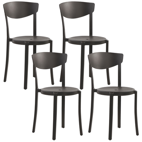 Esszimmerstuhl 4er Set Schwarz Kunststoff Matt Modern Minimalistisch Esszimmer Wohnküche Flur Diele Indoor Outdoor