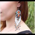 Free People Jewelry | Boho Beaded Drop Earrings | Color: Red/White | Size: Os