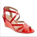 J. Crew Shoes | J. Crew Womens Marci Patent Leather Strappy Wedges | Color: Orange/Red | Size: 9