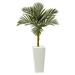 4.5' Golden Cane Artificial Palm Tree in Tall White Planter - 12 x 12 x 54 inches