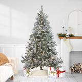 6' Medium Flocked Balsam Pine Artificial Christmas Tree Clear Lights - 6 Foot