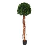 5.5' English Ivy Single Ball Artificial Topiary Tree with Natural Trunk UV Resistant (Indoor/Outdoor) - 16"D x16"W x 66"H