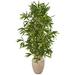 5' Bamboo Artificial Tree in Sand Colored Planter (Real Touch) UV Resistant (Indoor/Outdoor) - 26"W x 26"D x 60"H