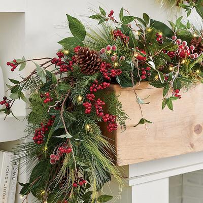 Christmas Winter Berry Cordless Garland - Grandin Road