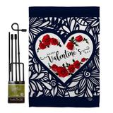 Ornament Collection Valentines 2-Sided Polyester 18 x 13 in. Flag Set in Black/Blue/Gray | 18.5 H x 13 W in | Wayfair
