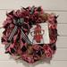 Rosalind Wheeler Chicken w/ Bandana & Glasses 22" Deco Mesh Wreath Burlap/Deco Mesh, Cotton in Black/Brown/Red | 22 H x 22 W x 4 D in | Wayfair