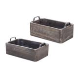 "Tray (Set of 2) 13""L x 7.5""W x 4.75""H, 14.5""L x 9""W x 5.5""H Wood/Steel - Melrose International 82087DS"