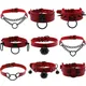 DIEZI Punk – collier en cuir PU rouge pour femmes chaîne de clavicule noire collier ras du cou