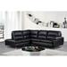 Cortesi Home Contemporary Boston Genuine Leather Sectional Sofa with Left Chaise Lounge, Black 80"x98"