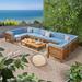 Oana Outdoor 12-Piece U-Shaped Acacia Wood Sectional Sofa Set by Christopher Knight Home