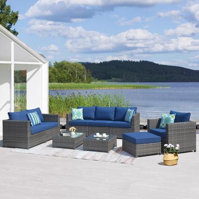 OVIOS Patio Furniture Deep Seat Wicker 9-piece Set