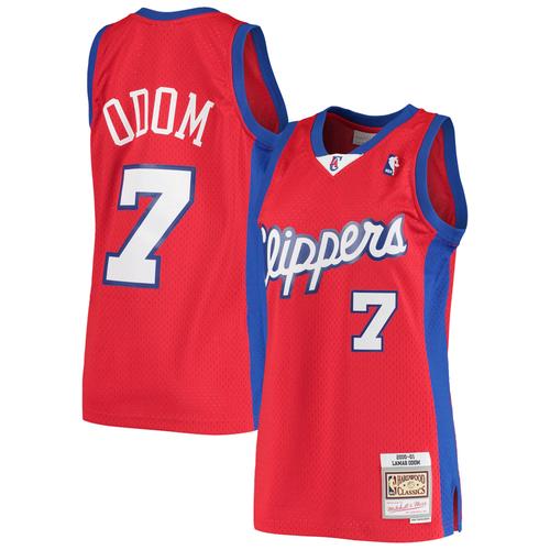 Rotes Mitchell & Ness Lamar Odom LA Clippers 2000/01 Hardwood Classics Swingman-Trikot für Herren