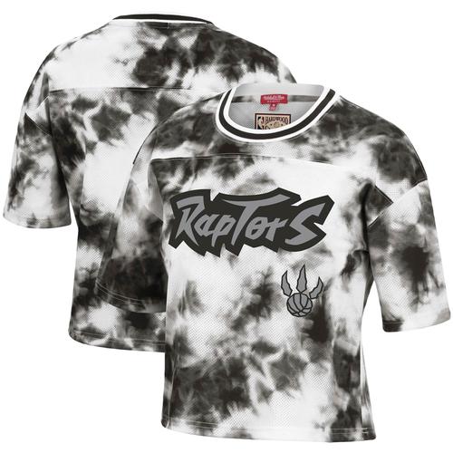 Mitchell & Ness Damen – Schwarzes/weißes Toronto Raptors Hardwood Classics Batik-Kurz-T-Shirt