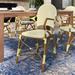 Longshore Tides Wilburg Stacking Patio Dining Armchair Wicker/Rattan in White/Yellow | 35 H x 20.8 W x 21.6 D in | Wayfair