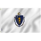 ANLEY Massachusetts State 2-Sided Polyester 36 x 60 in. House Flag in Blue/Yellow | 36 H x 60 W in | Wayfair A.Flag.StateMassachusetts