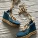 Ralph Lauren Shoes | Blue Ralph Lauren Tie Up Wedges Size 8 | Color: Blue/Tan | Size: 8